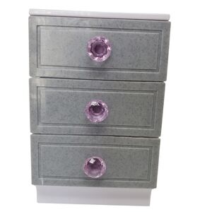 My Life Plastic 3 Drawer Dresser Bedroom Doll Furniture White Gray Purple Knobs